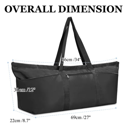 Yoga Mat Tote Bag with Shoe Compartment and Wet Pocket - Black